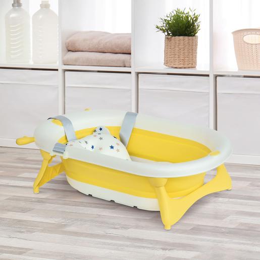 Homcom - Banheira dobrável bebé amarelo/branco