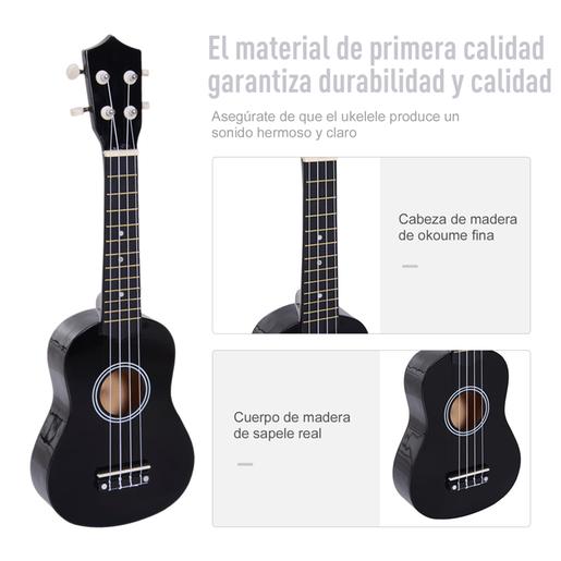 Homcom - Ukelele soprano 21" Madeira Preto