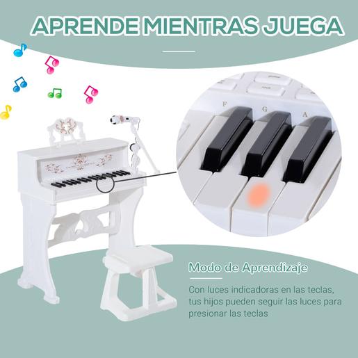 Homcom - Piano Eletrónico 37 teclas com banco Branco