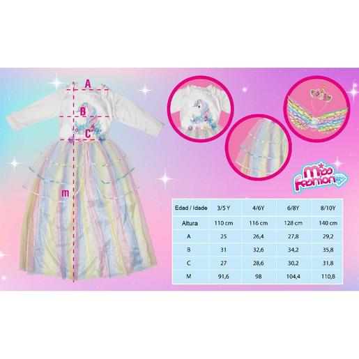 Miss Fashion - Vestido princesa unicórnio 110 cm (3-5 anos)