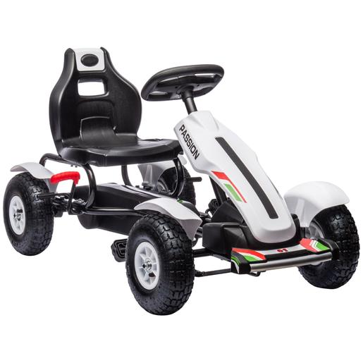 Homcom - Go Kart a pedais branco-preto