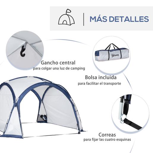 Outsunny - Tenda de campismo com mosquiteiras 350x350x230 cm Branco e Azul