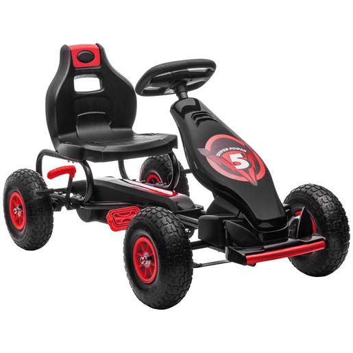 Homcom - Go Kart a pedais vermelho-preto