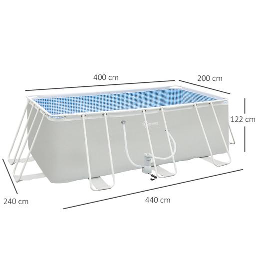 Outsunny - Piscina desmontável tubular cinza 10.000 l com bomba de filtro