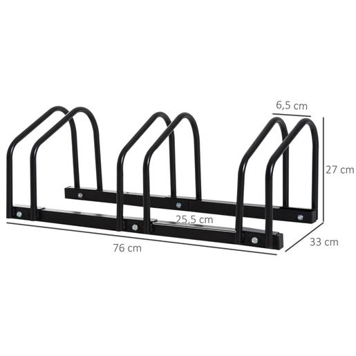 Homcom - Estacionamento para 3 bicicletas Preto