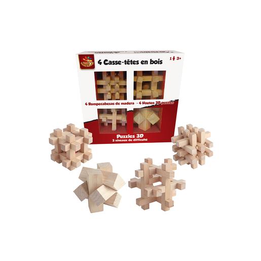 Puzzle 3D - Pack 4 Quebra-cabeças em Madeira