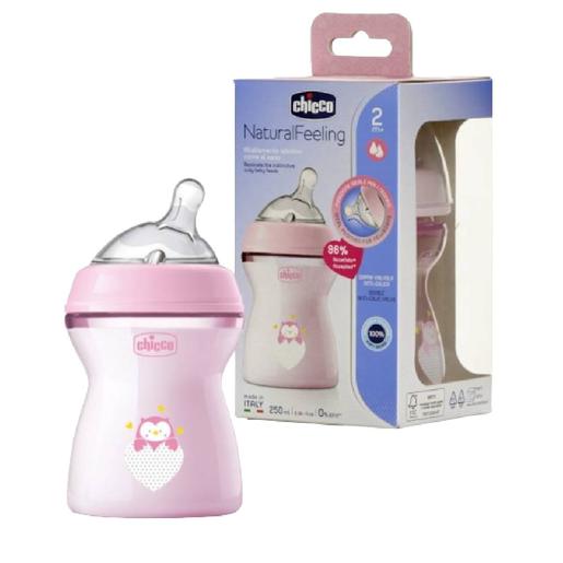 Chicco - Biberão Natural Feeling fluxo médio 250 ml. rosa