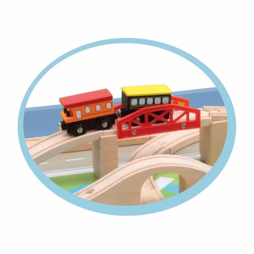 WoodnPlay - Mesa con circuito de tren de madera