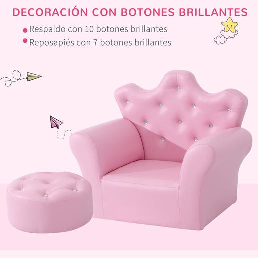 Homcom - Conjunto poltrona + puff Rosa