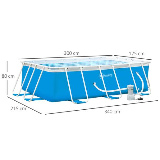 Outsunny - Piscina Tubular Retangular 340 x 215 x 80