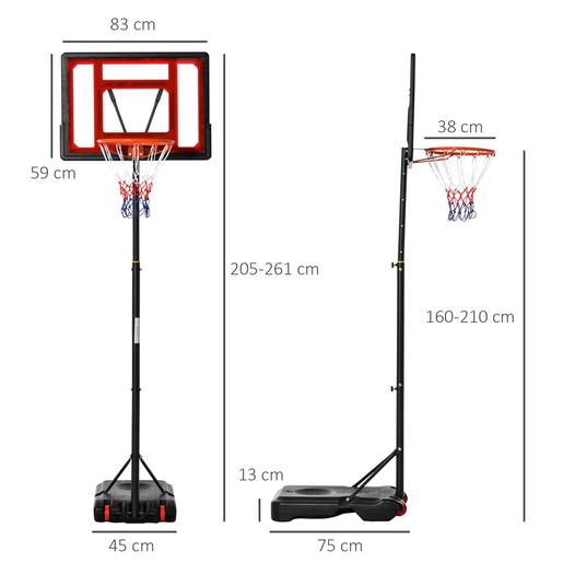 Homcom - Cesto de basquetebol de pé ajustável de 295-261 cm