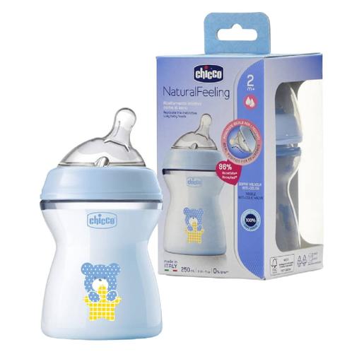 Chicco - Biberão Natural Feeling fluxo médio 250 ml. azul