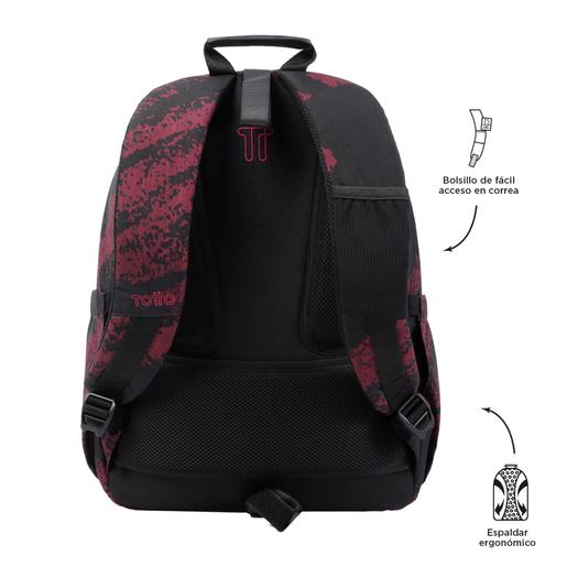 Totto - Mochila escolar adaptable a carro tiza roja Acuareles