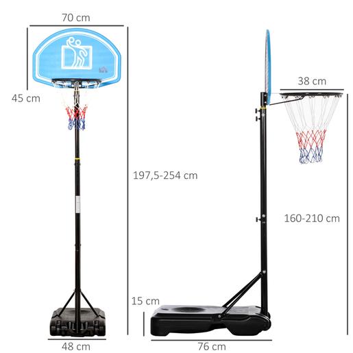 Homcom - Cesto de basquetebol de pé ajustável de 160-210 cm