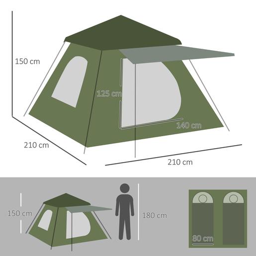 Outsunny - Tenda de campismo Pop Up 210x210x150cm Verde