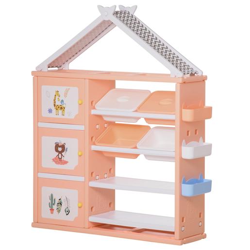 Homcom - Estante infantil salmão e branco para brinquedos e livros