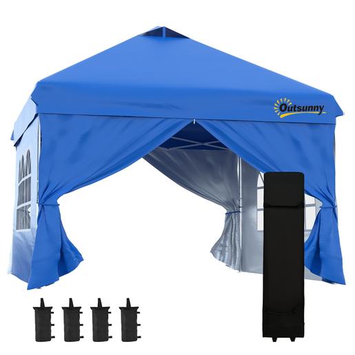 Outsunny - Tenda Dobrável 3x3 m com 4 Paredes Removíveis Azul