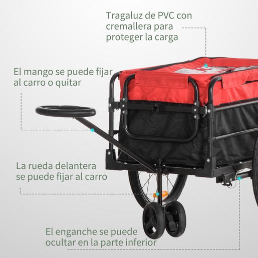 Homcom - Reboque para Bicicleta Preto e Vermelho