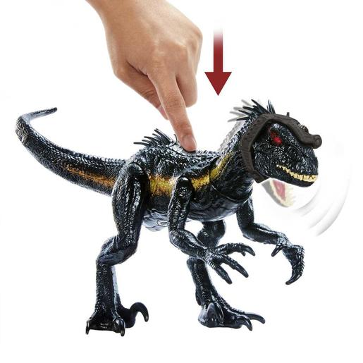 Jurassic World - Figura de dinossauro Jurassic World Indoraptor com equipamento de ataque e rastreamento ㅤ