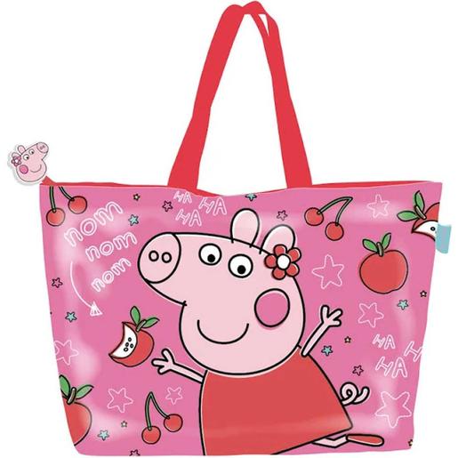 Disney - Porquinha Peppa - Bolsa de praia Peppa Pig com fecho de correr 48x32 cm: Frutas