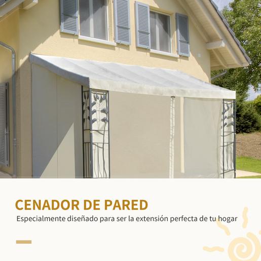 Outsunny - Pérgola de parede 4x3 m Bege