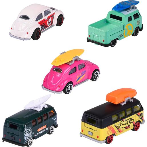 Majorette - Set de 5 vehículos Volkswagen The Originals, escala 1:64, partes en metal ㅤ