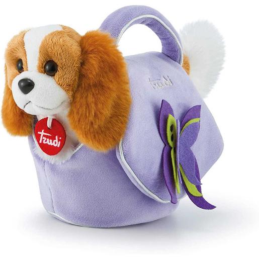 Cachorrinha em bolsa lilás com borboleta ㅤ