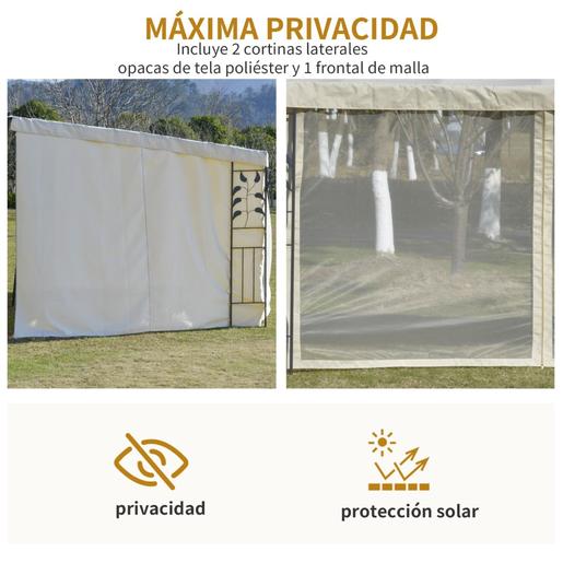 Outsunny - Pérgola de parede 4x3 m Bege