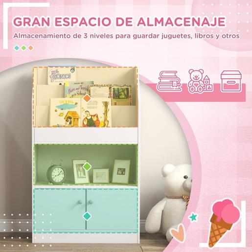 Homcom - Estante infantil de madeira Branco