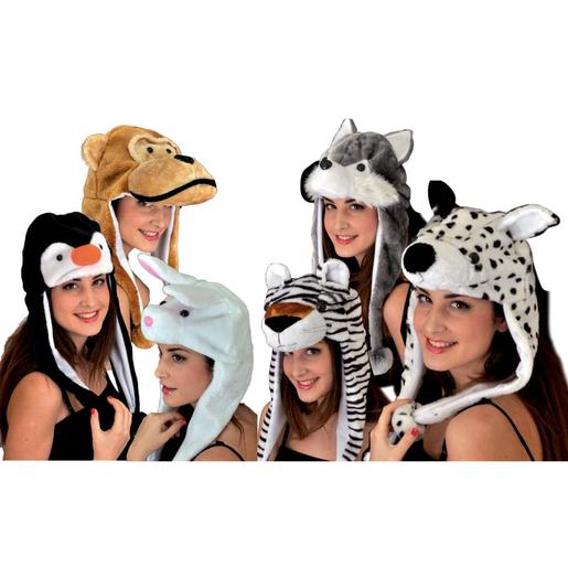 Gorro de peluche animal com pompons (vários modelos)