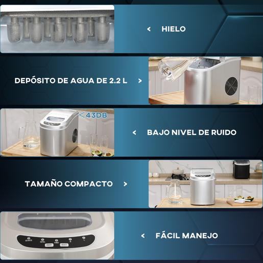 Homcom - Máquina de Gelo Prateada 100W