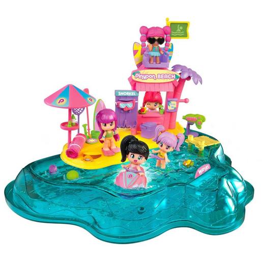 Pinypon - Conjunto de praia Pinypon com acessórios e mini boneca ㅤ