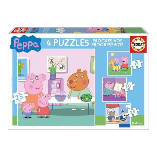 Educa Borrás - Porquinha Peppa - Pack 4 Puzzles Progressivos