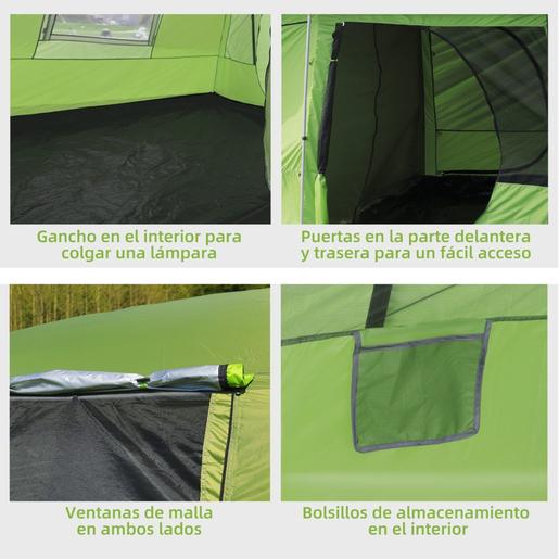 Outsunny - Tenda de Campismo Familiar 405x305x225 cm Verde