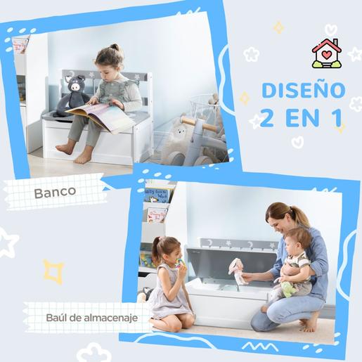 Homcom - Baú para brinquedos Cinza e Branco