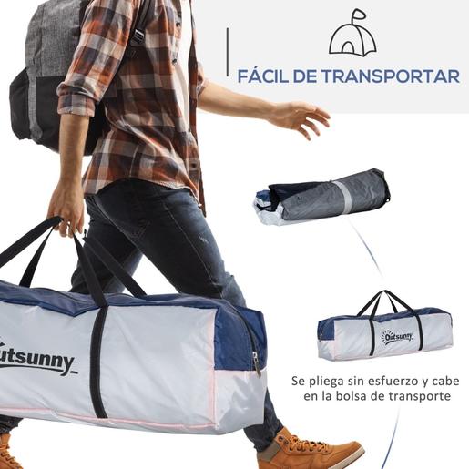 Outsunny - Tenda de campismo com mosquiteiras 350x350x230 cm Branco e Azul