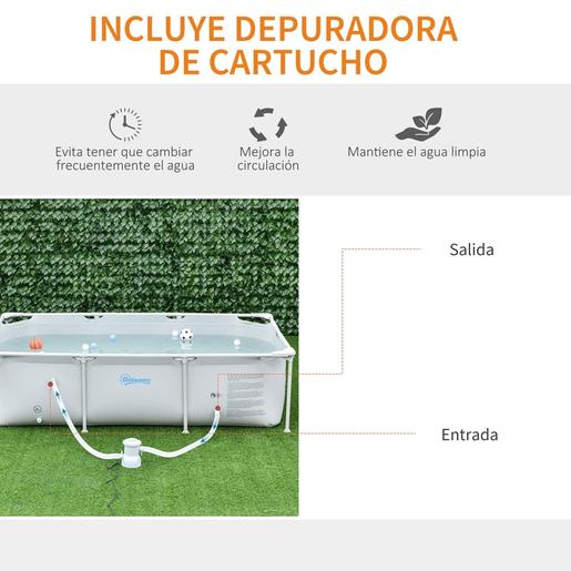 Outsunny - Piscina desmontable tubular gris 2.000 l con depuradora