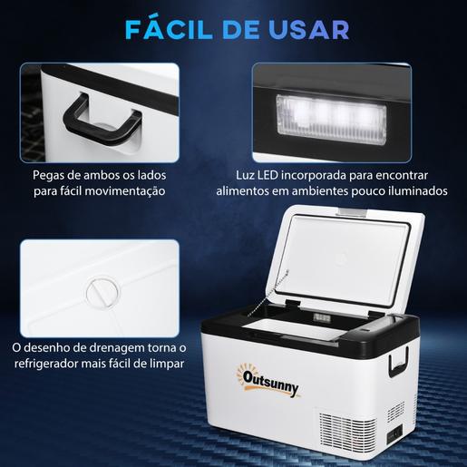 Outsunny - Frigorífico congelador portátil 25L Branco