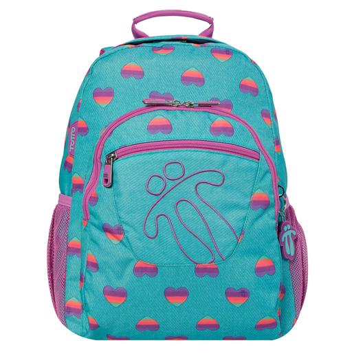 Totto - Mochila escolar adaptável a estrutura com rodas Acuareles multicolor Corações