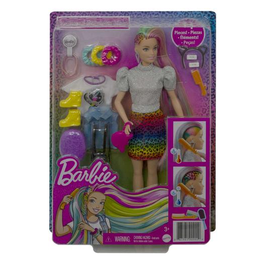 Barbie - Muñeca Pelo arcoíris y leopardo