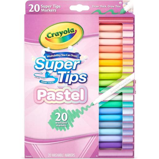 Crayola - Marcadores Super Tips Laváveis Cores Pastel, Pack de 20 ㅤ