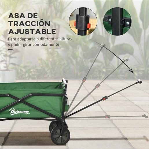 Outsunny - Carrinho dobrável com pega ajustável Verde