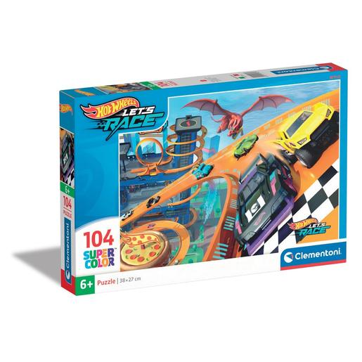 Clementoni Puzzle Infantil Supercolor Hot Wheels 104 Peças ㅤ