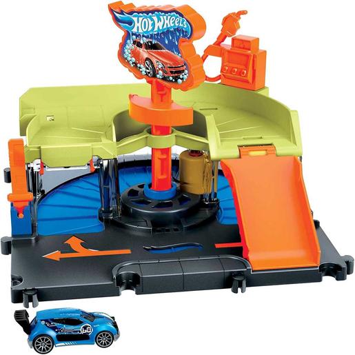 Hot Wheels - Lavadero de coches exprés Hot Wheels City con pista y vehículo incluido ㅤ