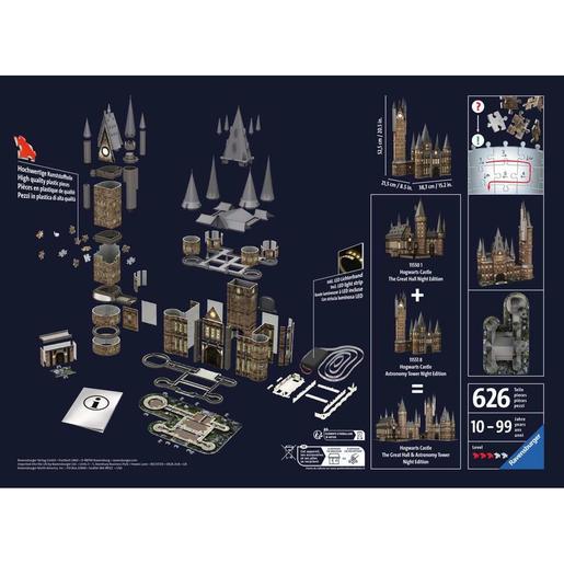 Ravensburger - Harry Potter - Puzzle 3D Torre de Astronomía del castillo de Hogwarts - Edición Nocturna con 540 piezas ㅤ