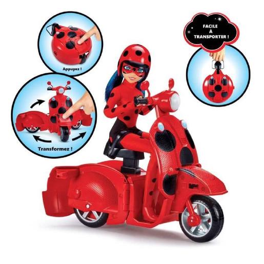 Bandai - Ladybug - Scooter transformável com boneca articulada Ladybug 26cm ㅤ