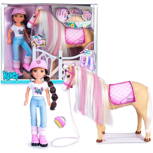 Nancy - Boneca articulada com cavalo e acessórios de cuidado ㅤ