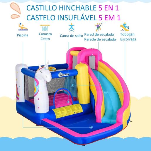 Outsunny - Castillo hinchable infantil 5 en 1