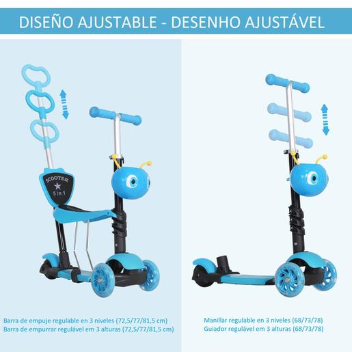 Homcom - Trotinete evolutiva com assento azul