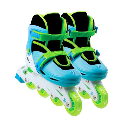 Patins em Linha Ajustáveis Azul e Verde - Tamanho 30/33